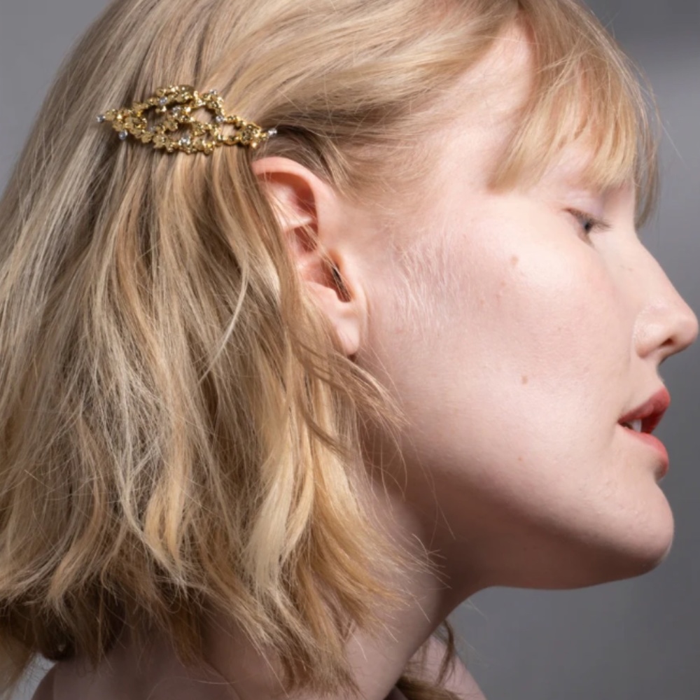 NWT Alexis Bittar Golden Pebble Cake Hair Barrette
